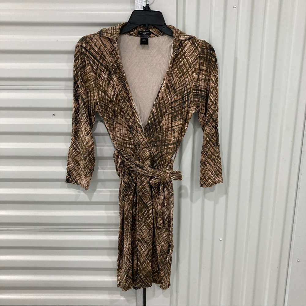 Ann Taylor Brown Plaid Wrap Dress